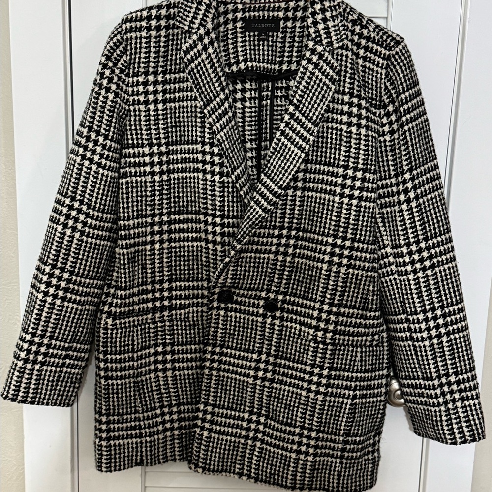 Talbots Black and White Plaid Blazer